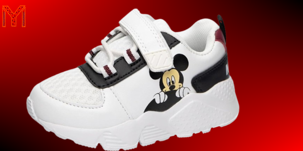 Disney Mickey Mouse Trainers Kids Classic Velcro White Sports Sneakers
